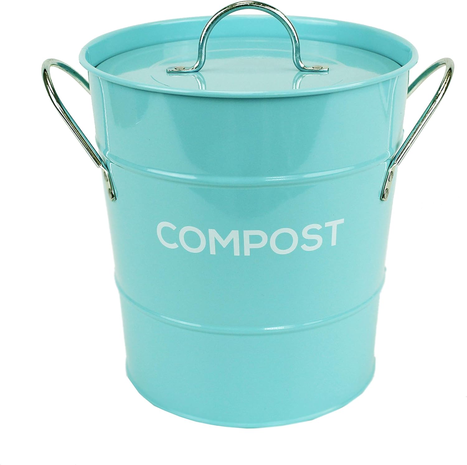 Light Blue Metal Kitchen Compost Caddy Composting Bin for Food Waste
