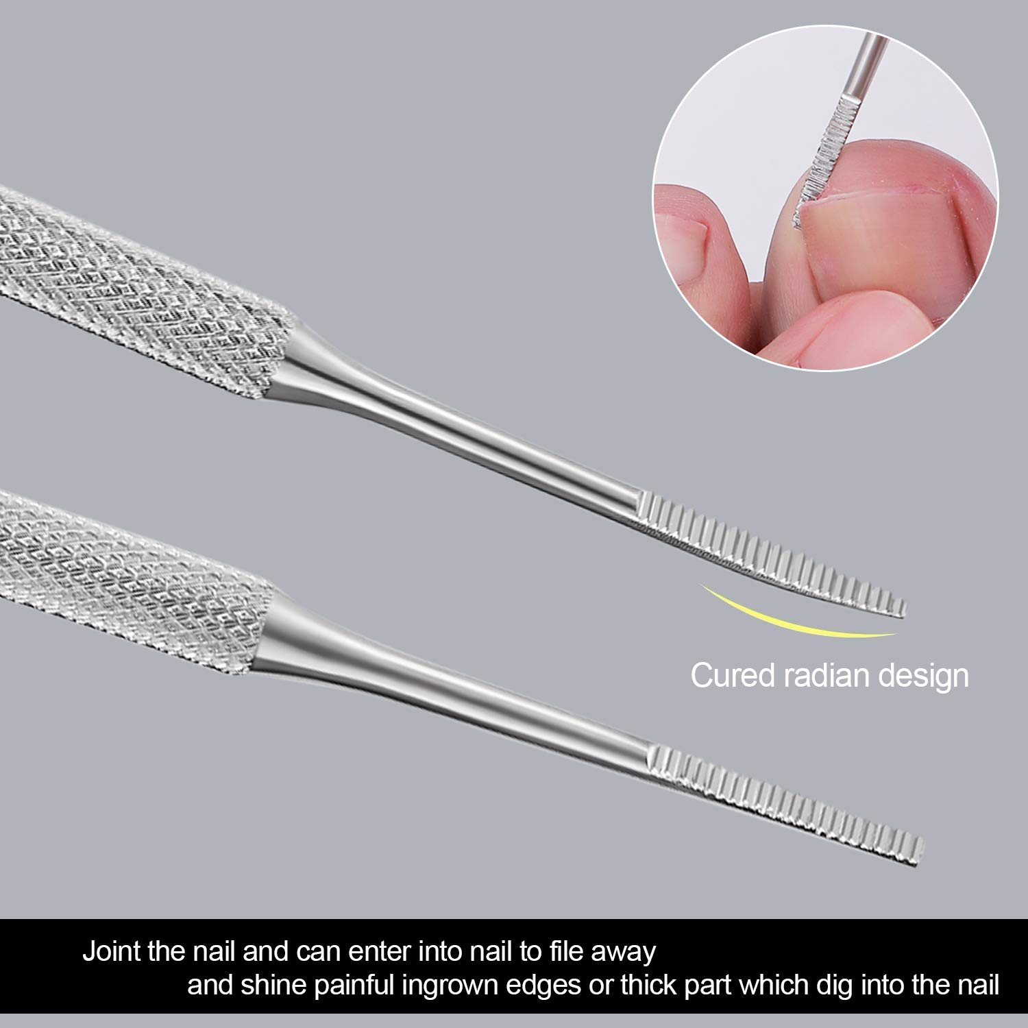 2PCS Ingrown Toenail File and Lifter with Storage Case,YINYIN100% Stainless Steel ingrown toenail tool,Double Sided Professional Grade Nail Cleaner Tool: Beauty