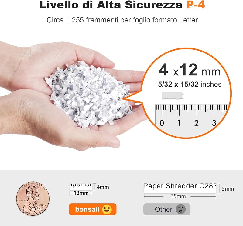 Distruggidocumenti Auto 200 Fogli, Microframmento P-4
