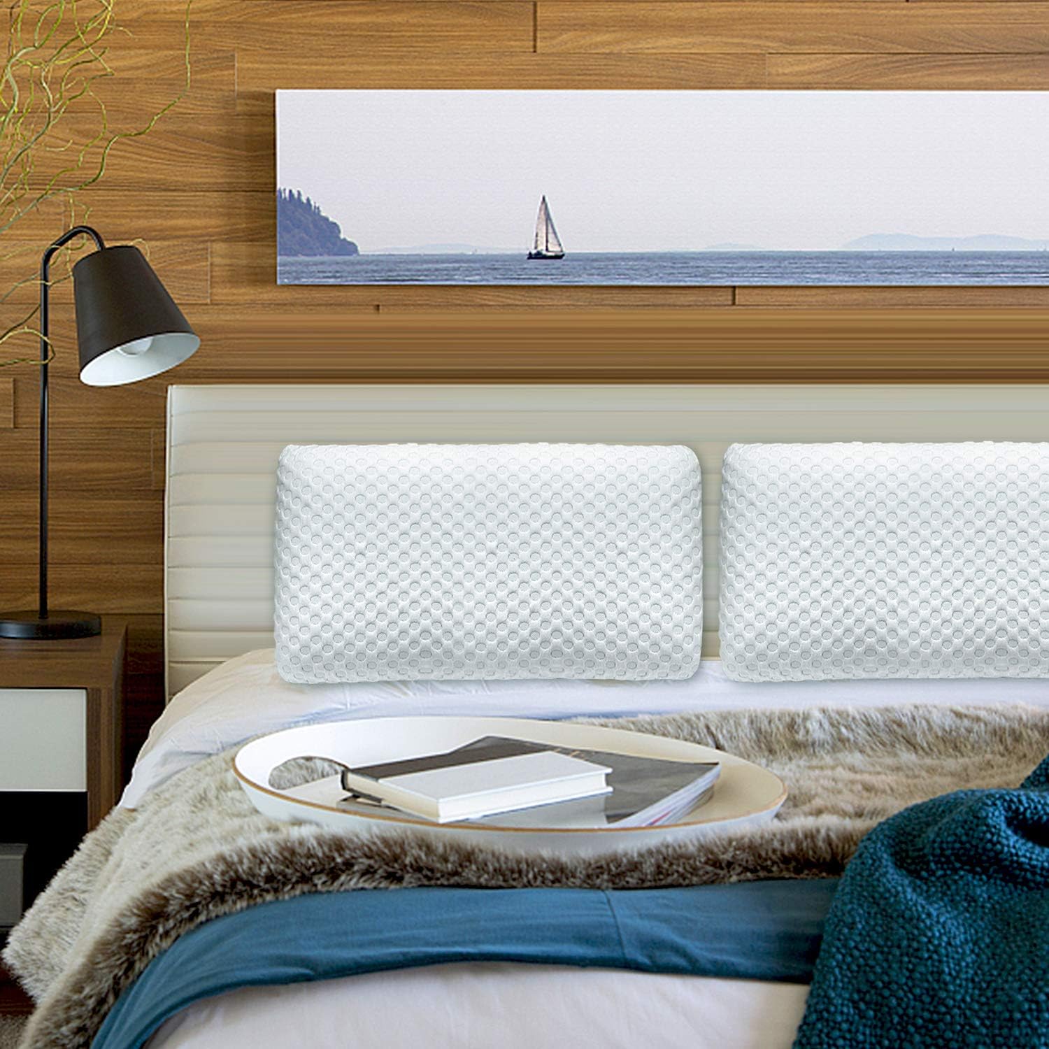 Milemont Ventilated Gel Memory Foam Pillow, Bed Pillows for Sleeping, Neck Support for Back, Stomach, Side Sleepers, CertiPUR-US, Standard Size: Home & Kitchen