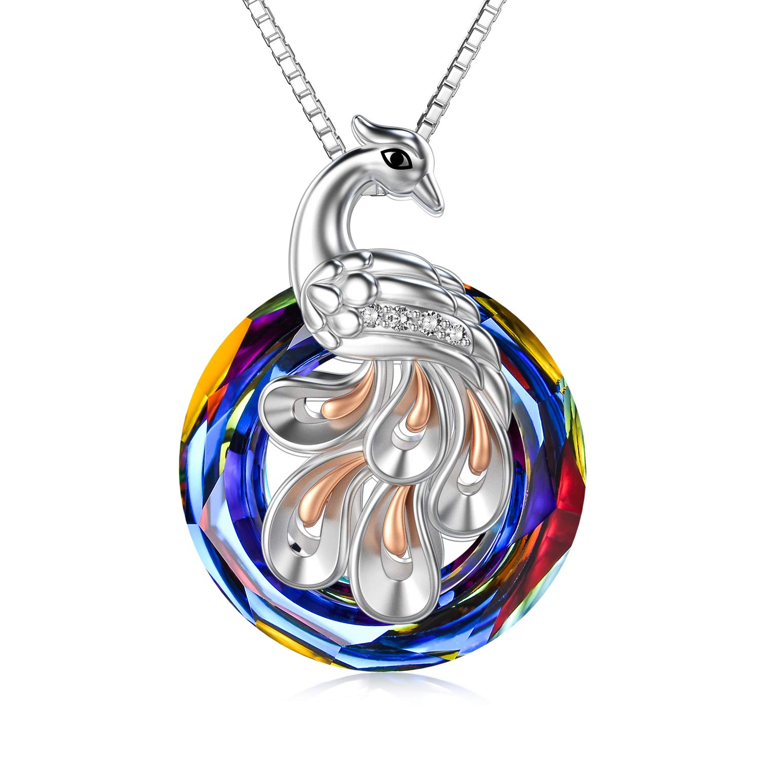 AOBOCO Phoenix Pendant Necklace Ladies Volcano Crystal Jewelry Gift Birthday Anniversary Girl Mom Girlfriend