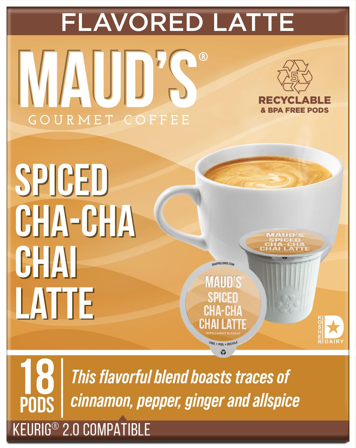 Chai Tea Latte Pods 18 ct Recyclable Single Serve Tea Pods 100