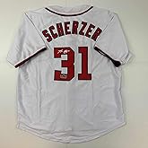 Facsimile Autographed Max Scherzer Washington White Reprint Laser Auto Baseball Jersey Size Men's XL