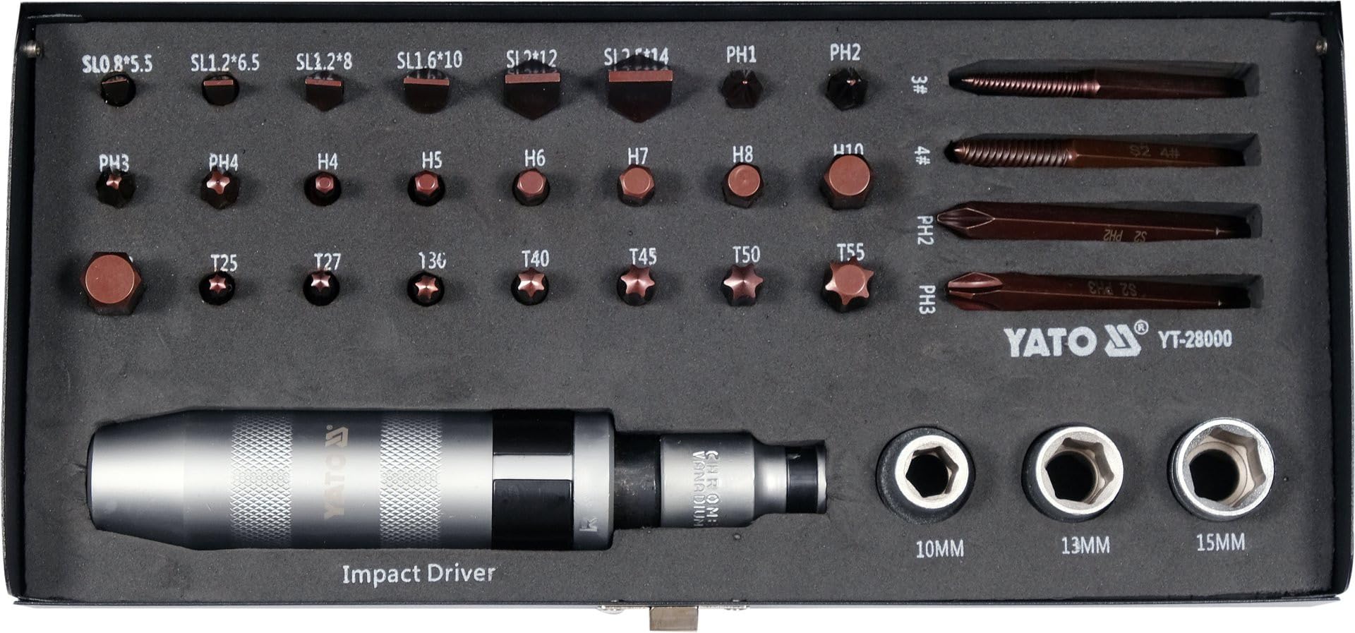 Hand Impact Screwdriver Set 32 Pieces 1/2 Inch 168 mm Professional