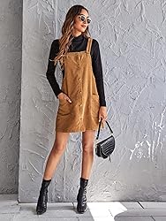 Floerns Women's Button Down Pinafore Corduroy