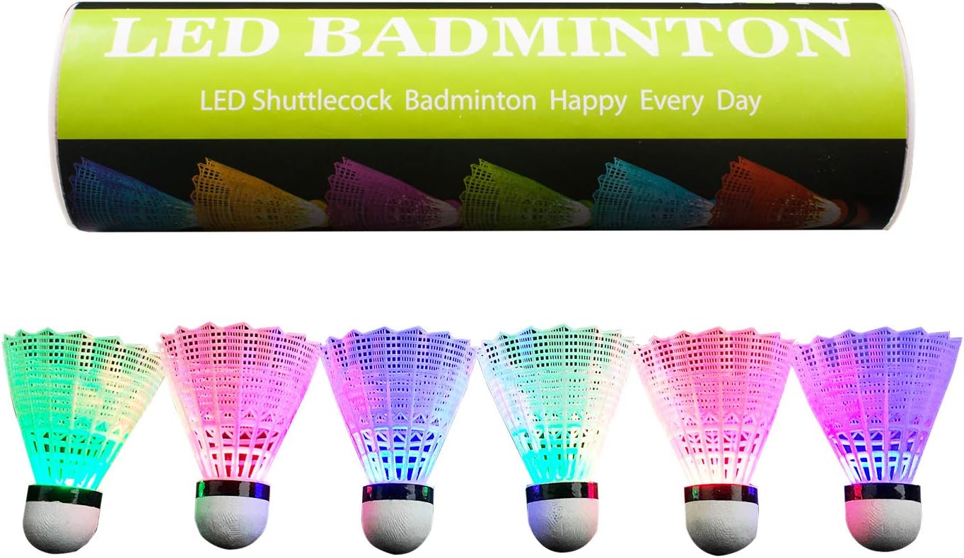 Senston LED Badminton Shuttlecocks Nylon, Dark Night Glow Badminton Ball Lighting for Outdoor Indoor Sports Activities 6 Pack : Sports & Outdoors