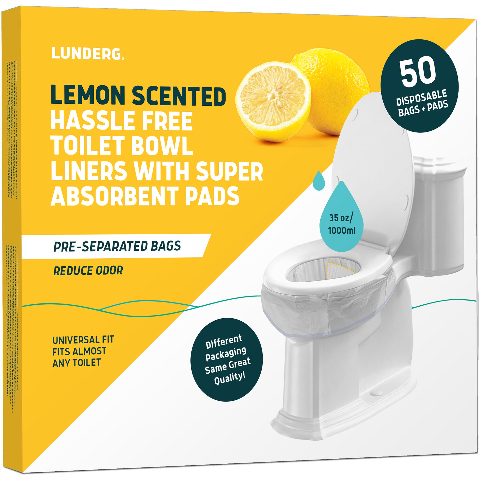 Lunderg Toilet Liners with Lemon Scented Super Absorbent Pads