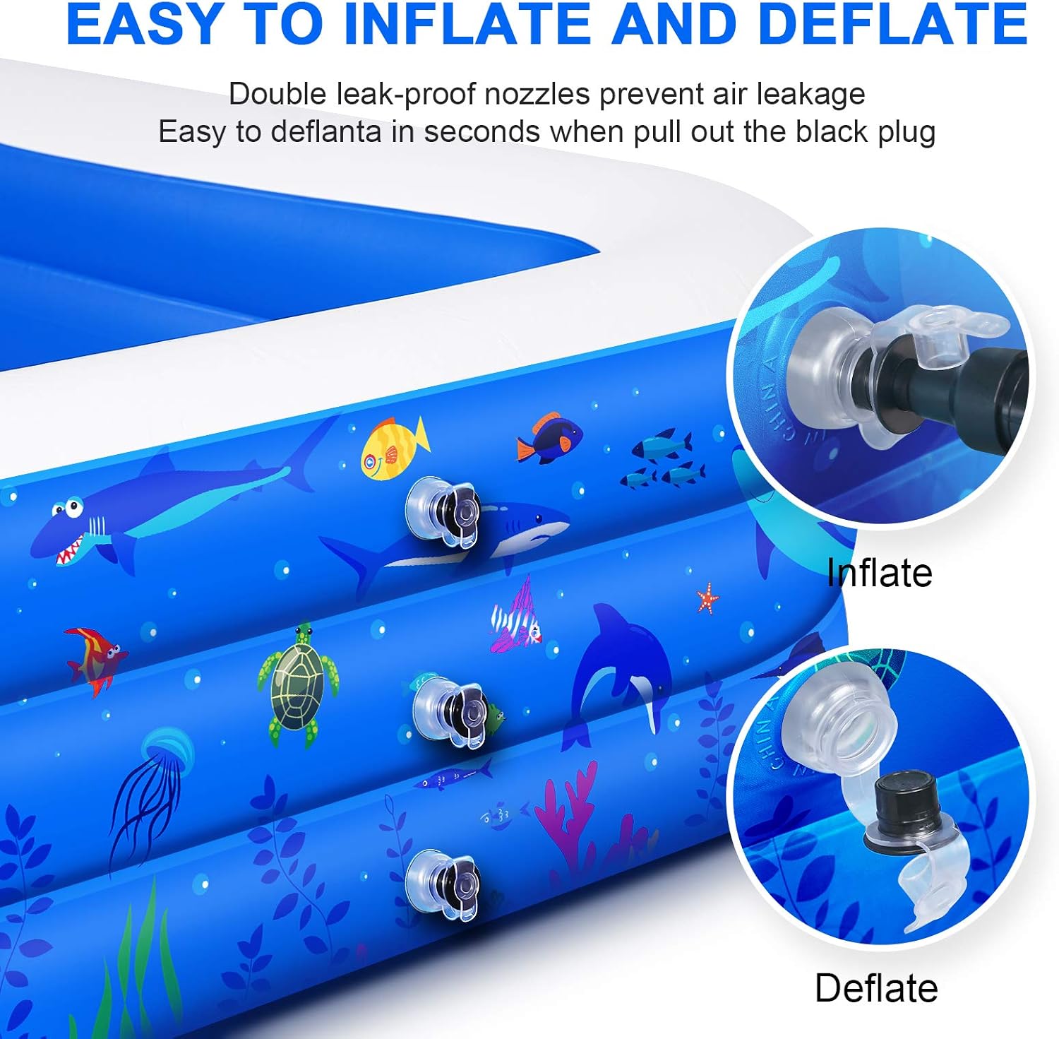 Inflatable Swimming Pool, 118" X 72" X 22" Full-Sized Family Lounge Pool for Kids Adults Baby Children, Thick Wear-Resistant Blow Up Kiddie Pools for Outdoor Garden Backyard Summer Water Party: Kitchen & Dining