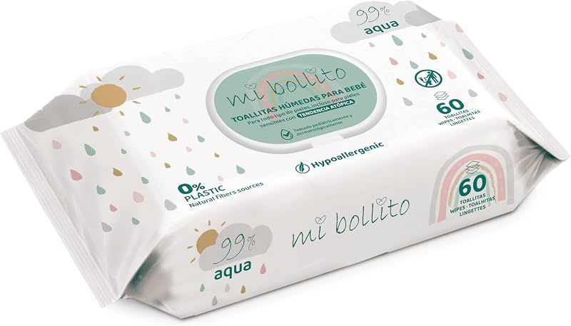 - Toalhitas para bebés 99% Aqua Pure, 100% fibras vegetais, 480 toalhetas, 8 pacotes, pH neutro, pele sensível e atópica, sem perfume, adequadas para recém-nascidos (embalagem de 8)