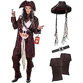 fun shack Pirate Costume Men, Mens Pirate Costume, Halloween Costumes for Men, Halloween Costumes Adult
