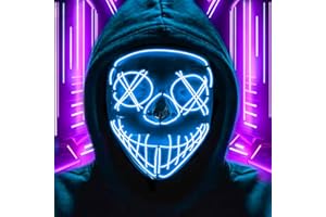 LED Mask Halloween Light Up Purge Mask Glow in the Dark Scary Costumes for Adults Halloween Cosplay Men Gift