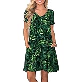 lionstill Women's Casual T Shirt Dress Summer Short Sleeve Swing Dresses with Pockets
