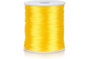 ZhXu Shuo Nylon Satin Cord 2mm Rattail Cord Yellow String - 100 Yards Nylon Chinese Knotting Cord Rat Tail Silk Cord for Bracelet Necklace Jewelry Making Macrame Trim