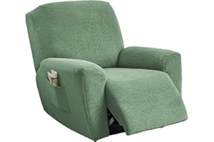KRFOONN Stretch Recliner Slipcovers Jacquard Sofa Cover 4-Piece Fallon Collection Slipcover Lazy Boy Chair Covers Furniture Protector Recliner Chair Cover with Storage Pocket for Living Room, B15