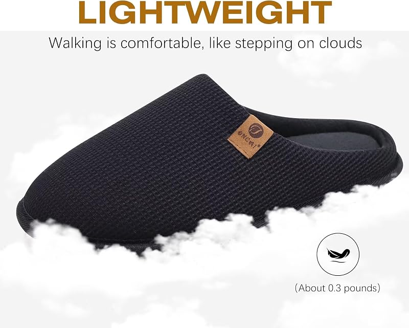 Zapatillas Casa Hombre Espuma de Memoria Algodón con Pantuflas de Estar de Imitación Forro de Sintética para Invierno Interiores y Exteriores Suela de Goma Antideslizante Negro Talla 48 — foto 6 de 7