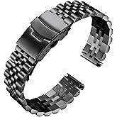 BINLUN Stainless Steel Watch Band Replacement Metal Watch Strap with Double Locking Foldover Clasp for Men Women 18mm 20mm 22mm 24mm 26mm in Silver, Gold, Black, Rose Gold, Two Toned