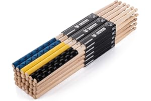 TENTOTEN Drum Sticks 15 Pairs Classic 5A Drumsticks, America Maple Wood Drumsticks for Drums Adults Kids and Beginners with ANTI-SLIP Handles