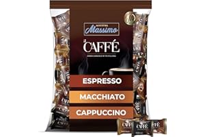 Maestro Massimo Assorted Coffee Candy - Individually Wrapped 2.2 Pound Bulk Bag, 3mg Caffeine per Hard Candy, Original Espresso, Macchiato, Cappuccino Flavored, Made with Bold Arabica Coffee (Pack of 1)