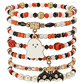 MTAADSQ Halloween Bracelet Set-Heishi Beaded Stretch Bracelets for Women, Halloween Costume & Decor Gift