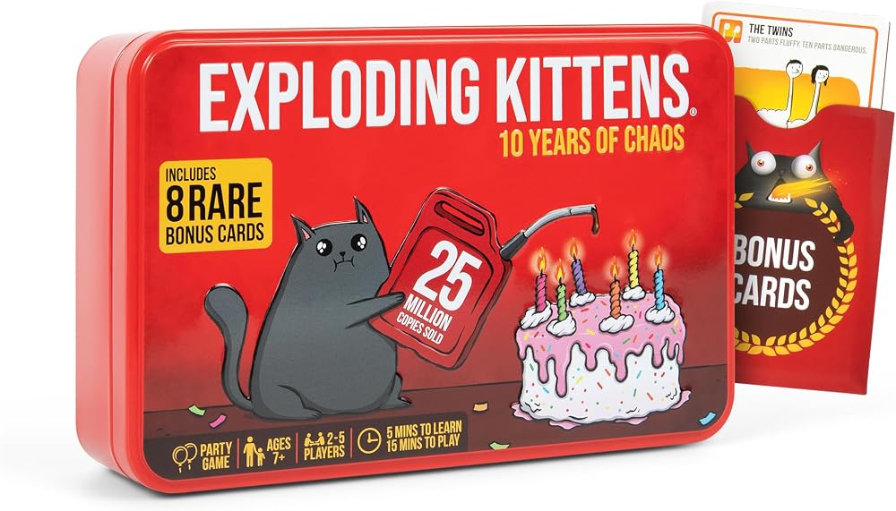 Exploding Kittens 10th Anniversary Tin - 2-5 Players, Ages 7+