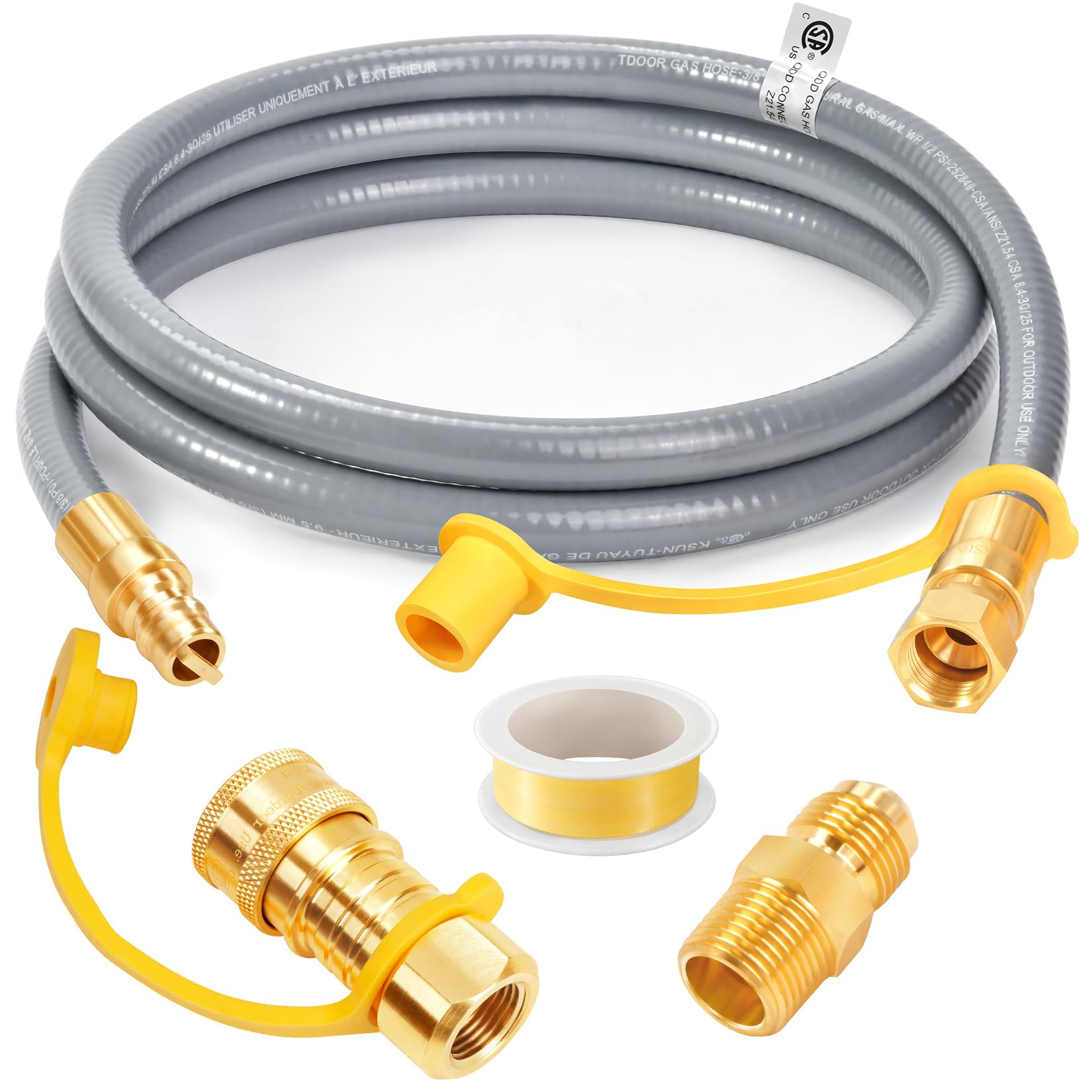 Photo 1 of GasSaf 6FT 3/8" ID Natural Gas Hose, Natural Gas Grill Hose Conversion Kit Suitable for Weber Grills, Blackstone Griddles, Generator, Patio Heater (with Sealing Tape)