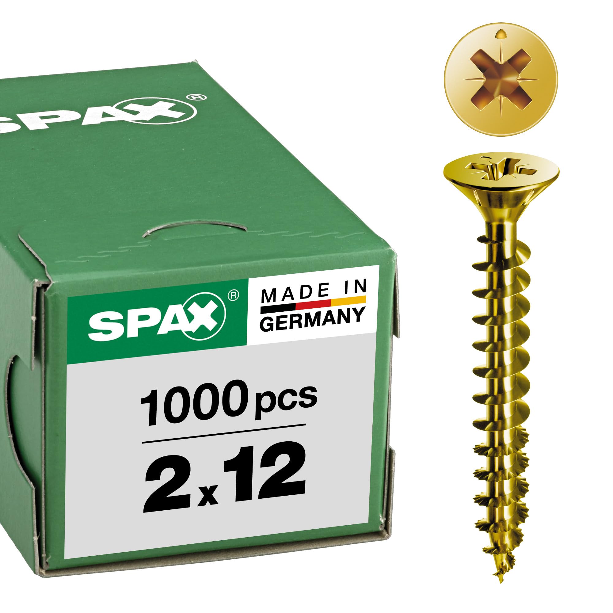 Universal SPaX Screw Set with Countersunk Head MULTI-Z and Phillips Head / Fully Threaded / A2L 2.0 x 12 MM, Galvanised Pack of 1000 Yellow Passivated 1081020200125 — image 1