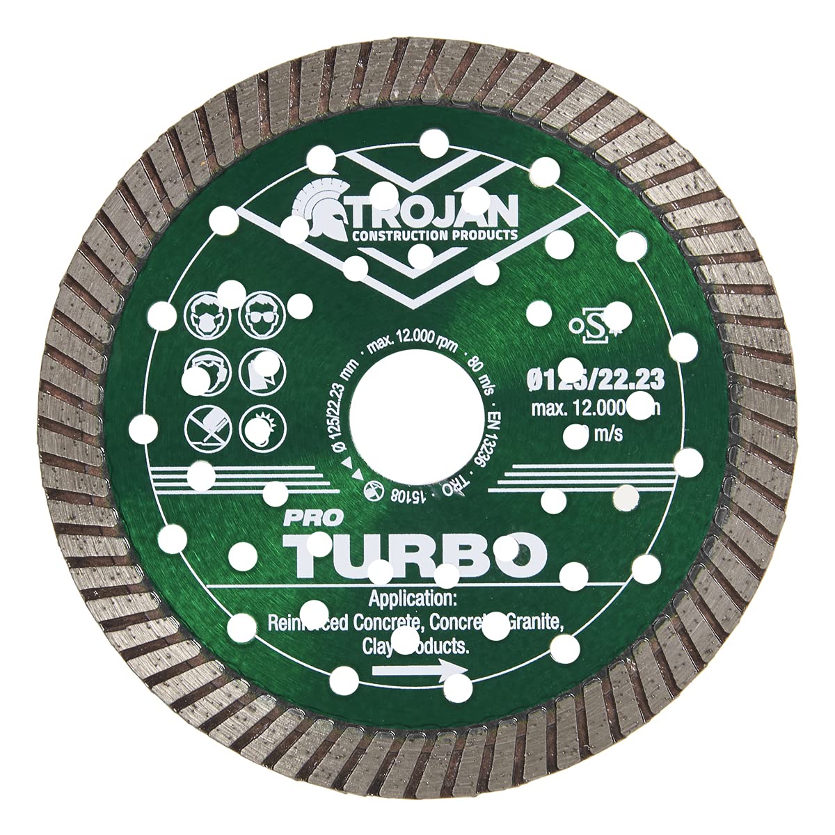 125mm Trojan Pro Turbo Diamond Blade - Fast Cutting Hard Material Blade for Concrete, Stone, Granite & Hard Materials