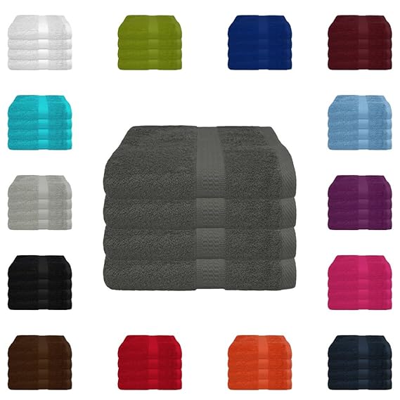 4 tlg. Handtuch-Set in vielen Farben - 4 Handtücher 50x100 cm - Farbe anthrazit