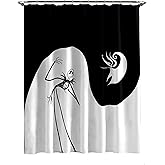 Jay Franco Disney Nightmare Before Christmas Fabric Shower Curtain - Kids Swirl Black and White Bathroom Décor with Jack Skellington and Zero