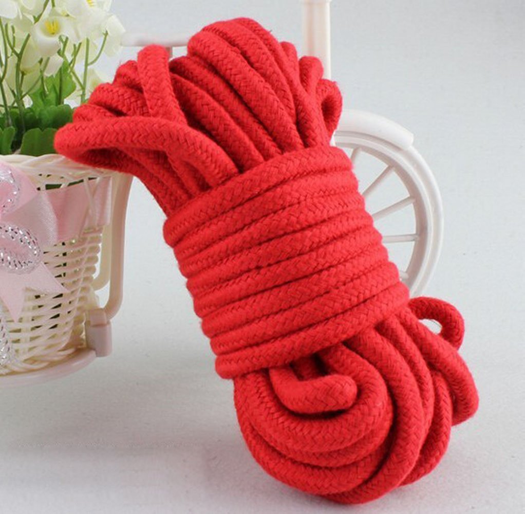 Moonight [Pack of 2/3/4] Long Soft Rope -32-Foot 10m,64-Foot 20m Soft Twisted Cotton Rope Utility Rope(2/3/4pcs, 10M/20M) (10M, Red_3pcs)