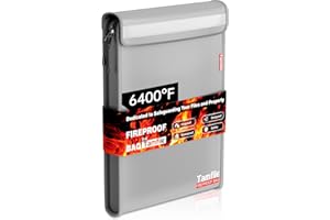 TAMFILE 6400℉ Fireproof Document Bag with Zipper, 15”x 11” Waterproof Fireproof Money Bag with 2 Pockets, Safe Important Document Organizer for A4 A5 Legal Letter Size, Valuables, Legal Documents (Grey)