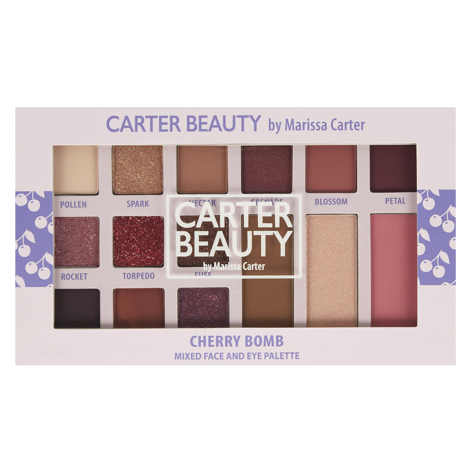Carter Beauty, Ireland. Eyeshadow Palette & Blusher Contour Highlighter Makeup Set. Matte, Shimmer Metallics & Glitter Foil Finish. Pigmented.