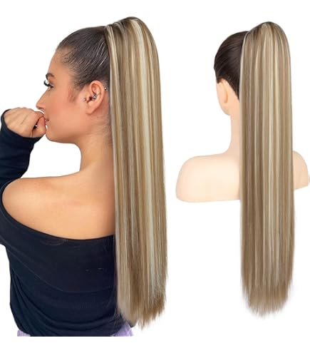 LUVME Drawstring Ponytail Extensions Human Hair for Women, Long Straight 18 Inch Amazon.com : LUVME Drawstring Ponytail Extensions Human Hair  main image 3