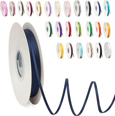 POPOYU Dark Blue Satin Ribbon 3mm x 91m Gift wrap Craft DIY Bouquets