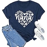 MAIHUN Womens Grandma T Shirts Nana Shirt Rockin' The Nana Life Letter Print Short Sleeve Funny Grandmother Tee Top Pink