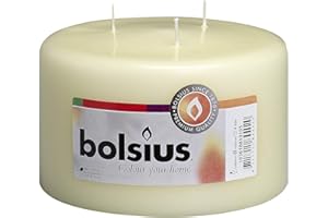 BOLSIUS 3 Wick Pillar XXL-Ivory-Long Burning Time of 50 Hours-Extra Large-Household Candle-Interior Decoration-Unscented-Natural Vegan Wax 100 x 150 mm-1.41 kg, 10 x 15 cm