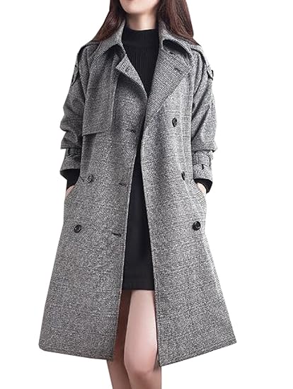 Amazon Gudeke 秋服 レディース トレンチコート 長袖 チェック柄