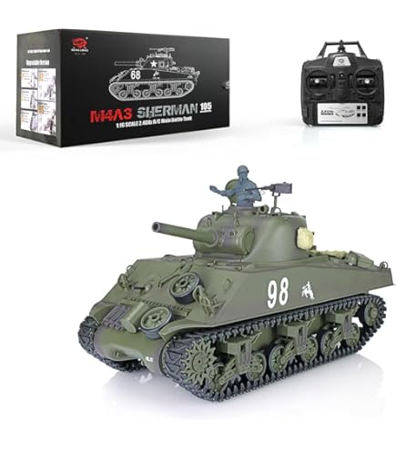 Amazon.com: 1/16 US M4A3 Sherman Tank (105mm Howitzer) Air Soft RC
