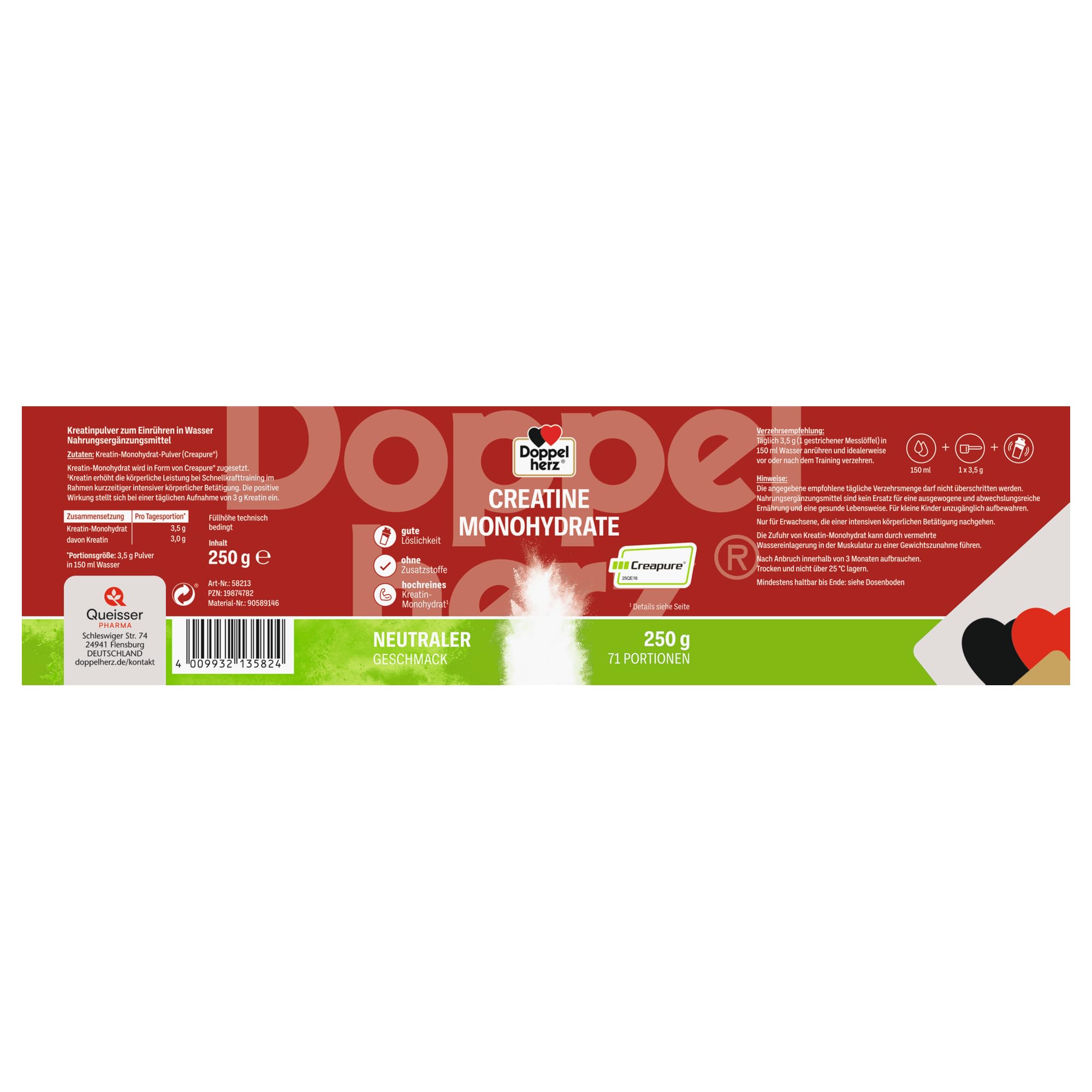 Doppelherz CREATINE MONOHYDRATE – Hochreines Kreatin mit Creapure® Qualität 250g 3