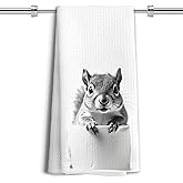 LUKIPOM Funny Squirrel Hand Towels for Bathroom Decor, Squirrel Lover Lover Gifts, Funny Kids Bathroom Hand Towels, Funny Kitchen Towels, 16x24 Inches
