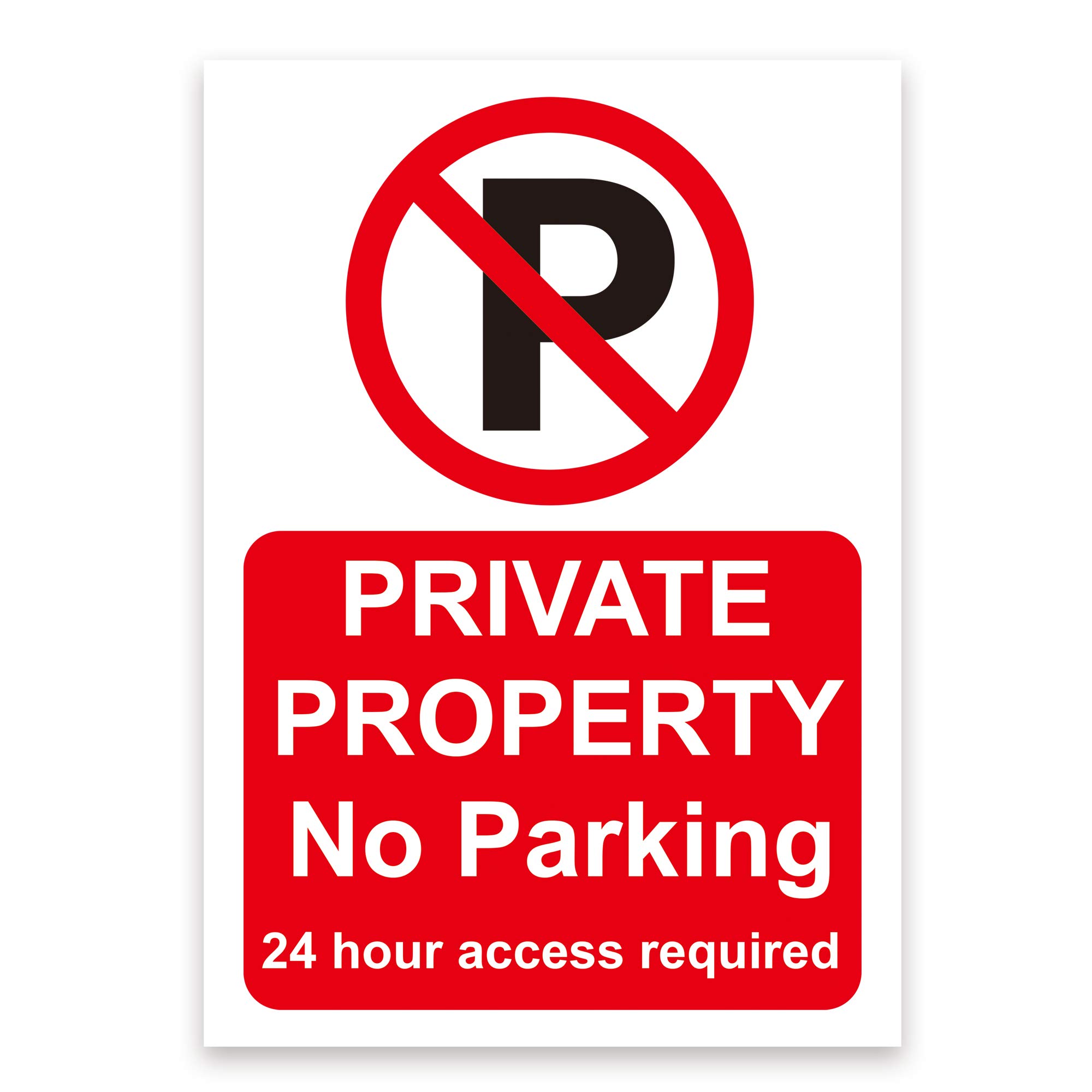 LP Lifestyle Private Property No Parking Sign – 24 Hour Access Required, Weatherproof Outdoor Warning Sign for Driveways, Garages, or Business Premises No. 005 (Red, A4 (210mm x 297mm) – No Holes)