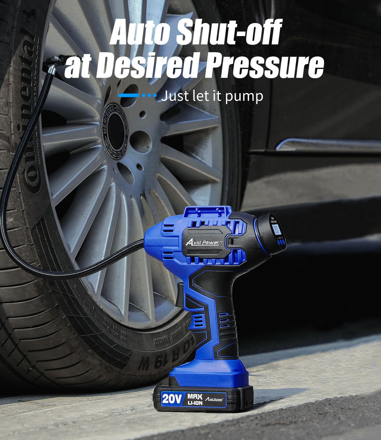 Condition photo showing New/Like New for avid power tire inflator portable air compressor,20v cordless tire pump, rechargeable air pump for c