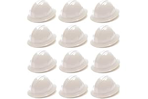 Pyramex HP24110 Full Brim Hard Hat 4-Point Ratchet Suspension, White (12-Pack)