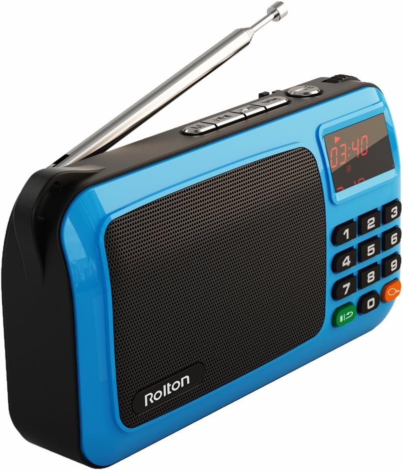 Rolton W405 Portable Mini FM Radio Speaker Music Player TF Card for PC iPod Phone with LED Display (Blue): Home Audio & Theater