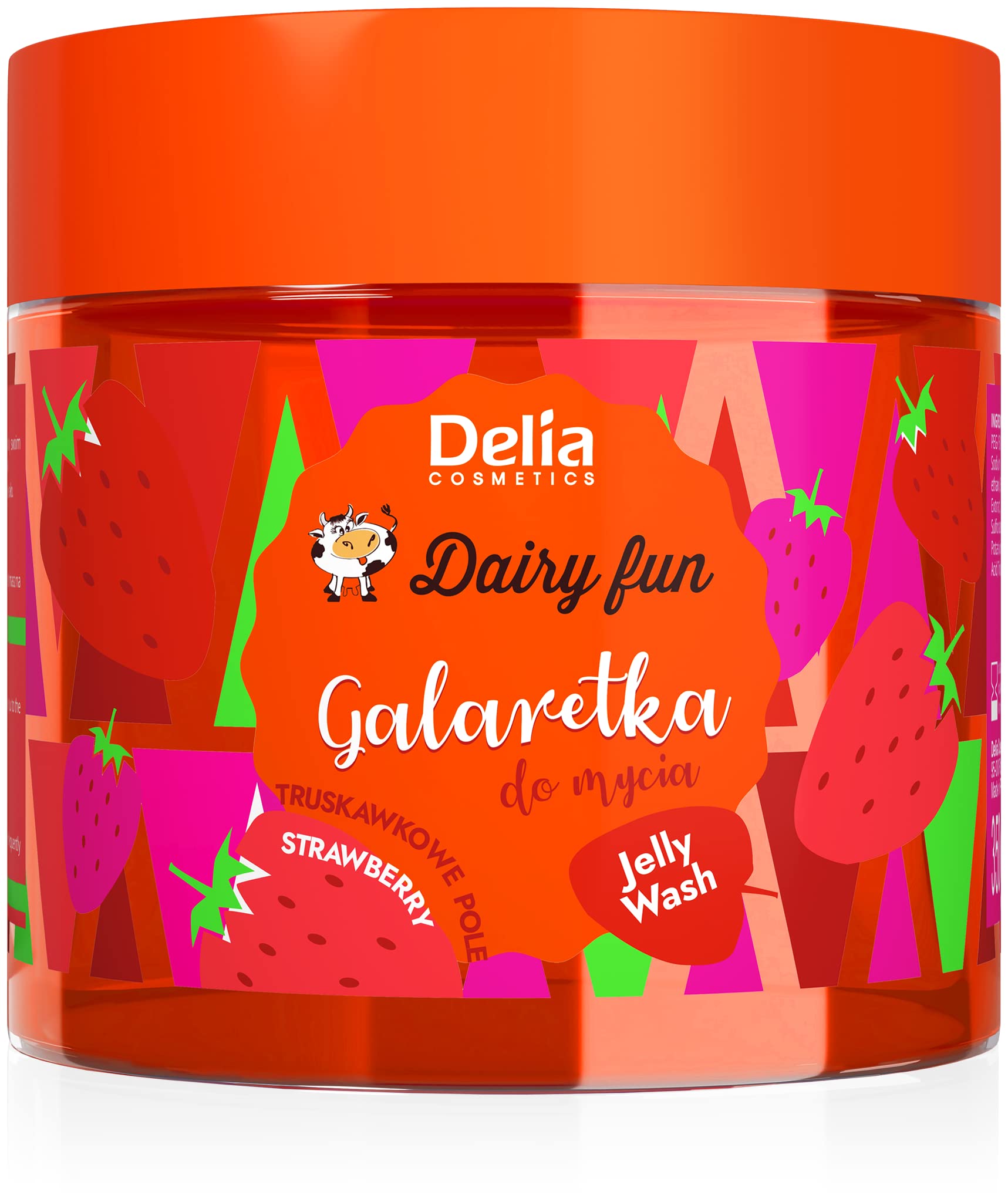 Delia Cosmetics - Dairy Fun - Strawberry Jelly for Body Wash - Cleans and Refreshes - Scented and Smooth Skin - Intense Sweet Strawberry Fragrance - Natural Extracts - 350 g
