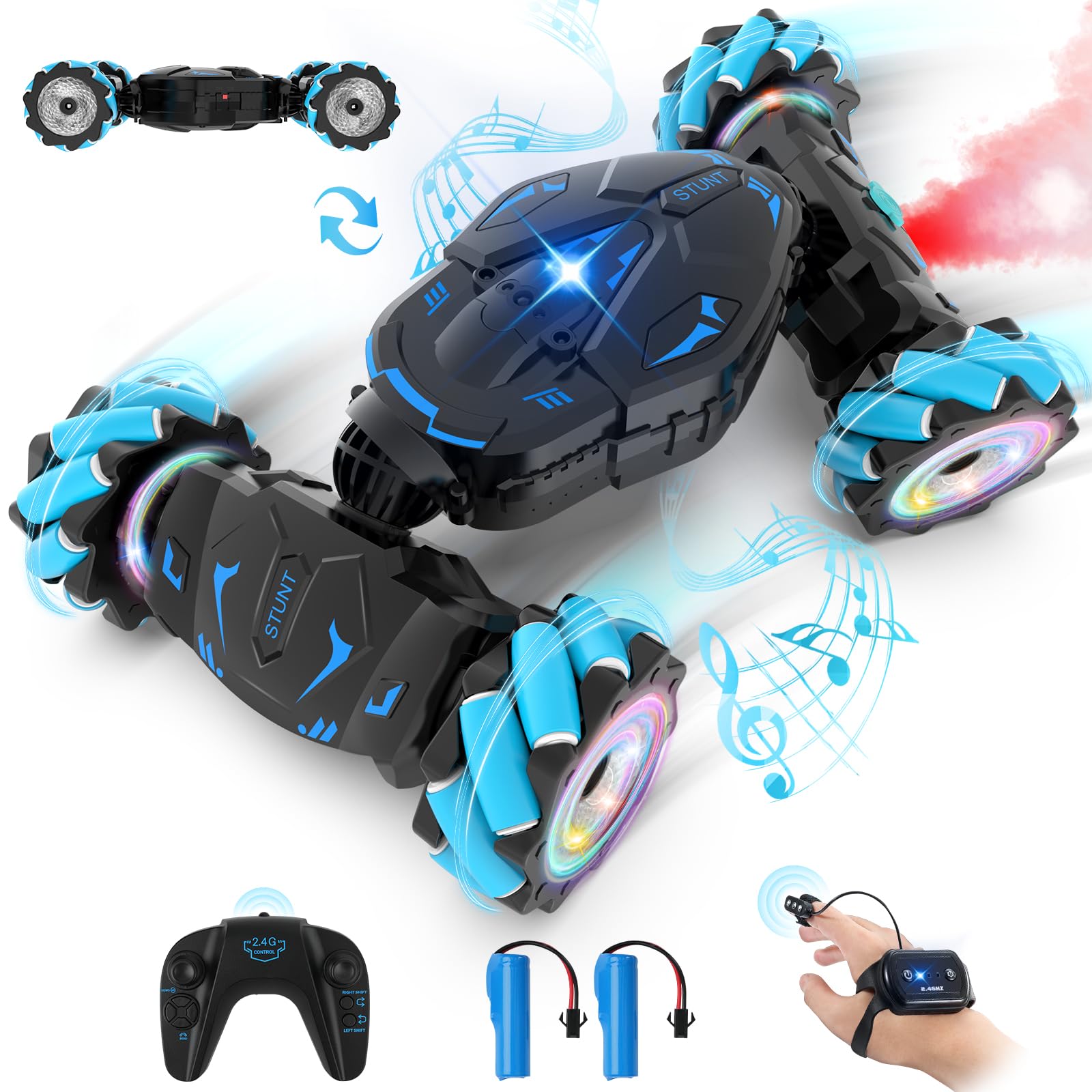 Pristar Remote Control Car Hand Gesture Controlled Car, 1:14 RC Stunt Auto 360° Rotation 3 Control Methods 2.4 GHz Drift Glove Controlled Cars Gift Toy for Kids Boy Girls Age 5 6 7 8 9 10 11 12