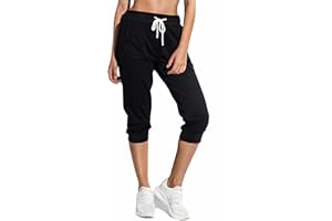 SPECIALMAGIC Women's Sweatpants Capri Pants Cropped Jogger Running Pants Lounge Loose Fit Drawstring Waist with Side Pockets