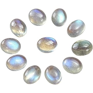 AierCrystal 8 * 10mm Oval convex gemstone, flat bottom, naturally polished gemstone, suitable for DIY jewelry making such as
