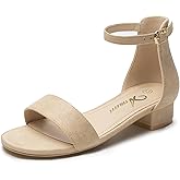 Athlefit Girls Sandals Open Toe Ankle Strap Low Heels Girl Dress Shoes For Toddler Little Big Kid