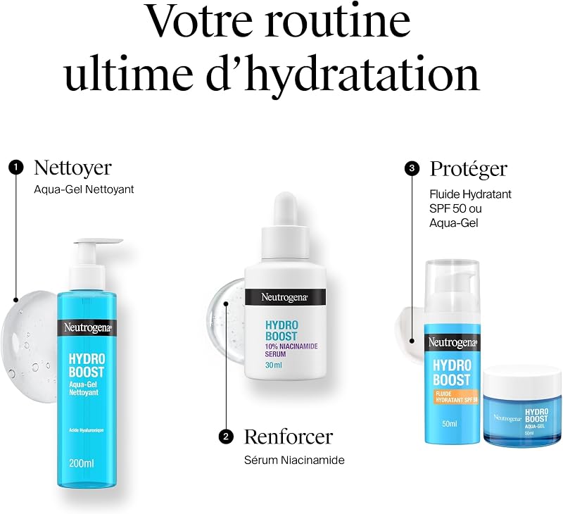 Sérum Hydro Boost 10% Niacinamide (Flacon de 30 ml avec Pipette) – Sérum Hydratant à l'Acide Hyaluronique et Niacinamide – Soin Visage pour Uniformiser et Raviver le Teint